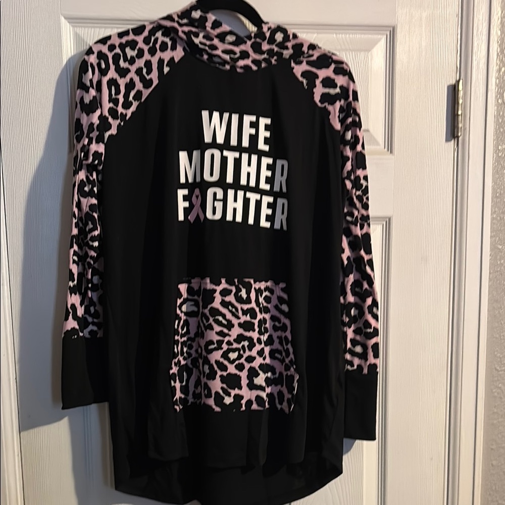 Black and Pink Leopard Print Hoodie